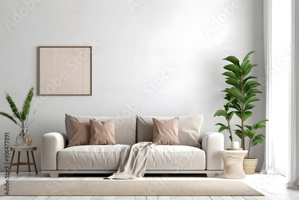 Obraz Sofa-Centric Living Room Interior: Embracing Comfort and Style with generative AI Technology