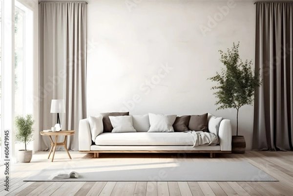 Obraz Sofa-Centric Living Room Interior: Embracing Comfort and Style with generative AI Technology