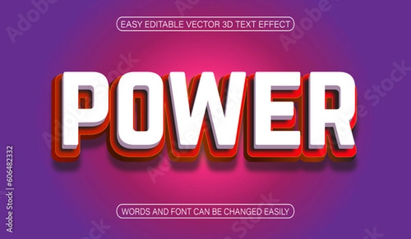 Fototapeta Power 3D text effect editable design