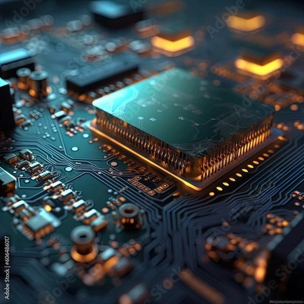 Obraz Circuit board and chip