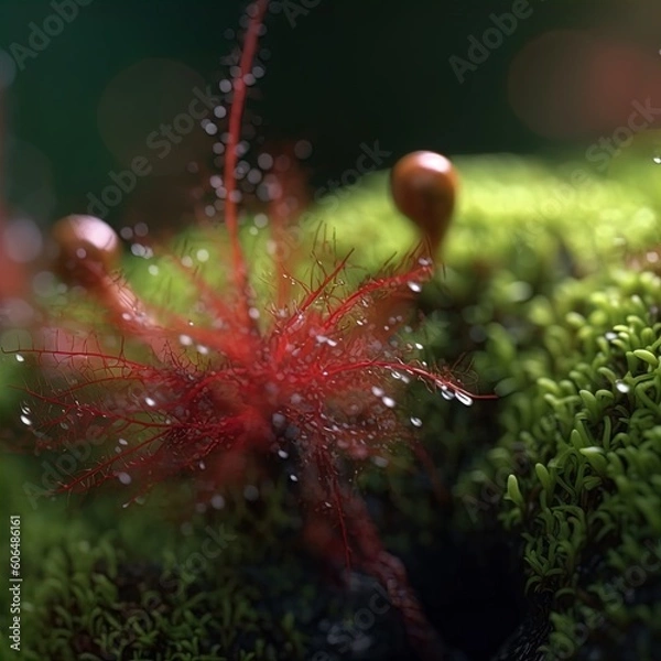 Obraz Red fuzzy moss macro image