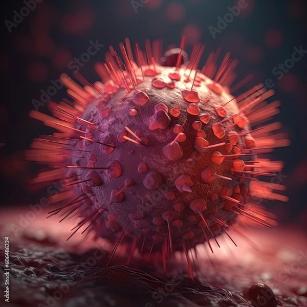 Obraz Red alien virus cell