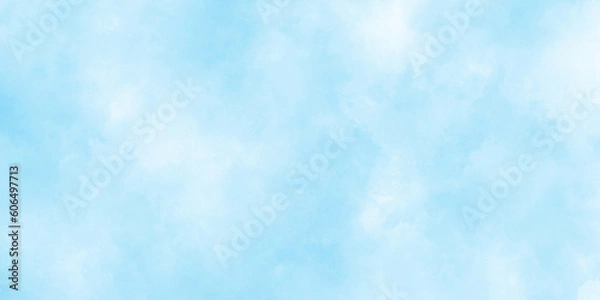 Fototapeta Abstract blurry defocused and grainy blue sky shades Watercolor background, creative brush painted aquarelle light sky blue background, Beautiful grunge blue background with space and for any design.