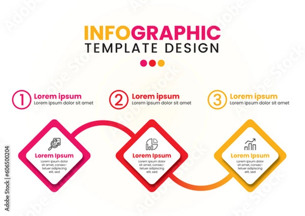Obraz 3 Steps square infographic template design