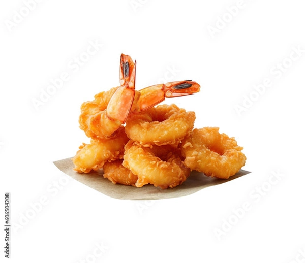 Fototapeta Shrimps tempura placed on a transparent background