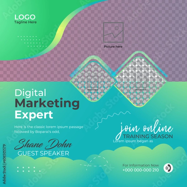 Obraz Corporate social media poste template & design If you grow your business online marketing for needed