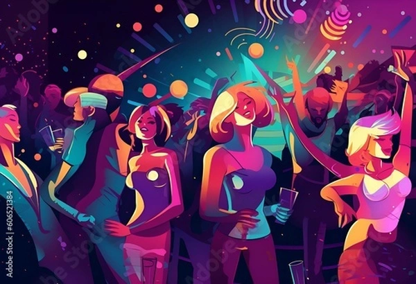 Fototapeta Young people dancing in night club