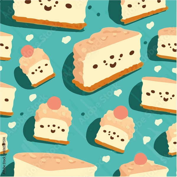 Obraz cute simple angel food cake pattern, cartoon, minimal, decorate blankets, carpets, for kids, theme print design
