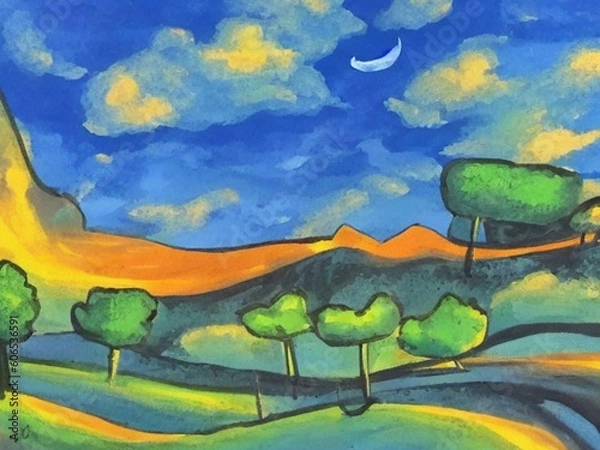 Obraz landscape with river and trees