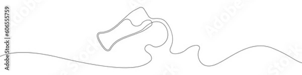 Fototapeta A glass of beer icon line continuous drawing vector. One line A glass of beer icon vector background. A glass of beer icon. Continuous outline of An intoxicating drink icon.