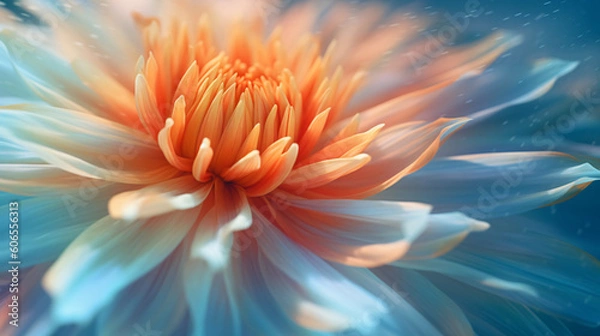 Fototapeta Beautiful close-up of a red and white flower, made with generative AI