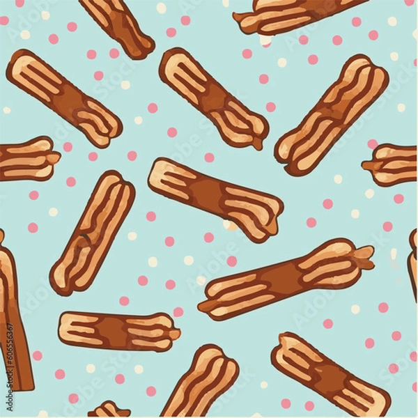 Obraz cute simple churro pattern, cartoon, minimal, decorate blankets, carpets, for kids, theme print design
