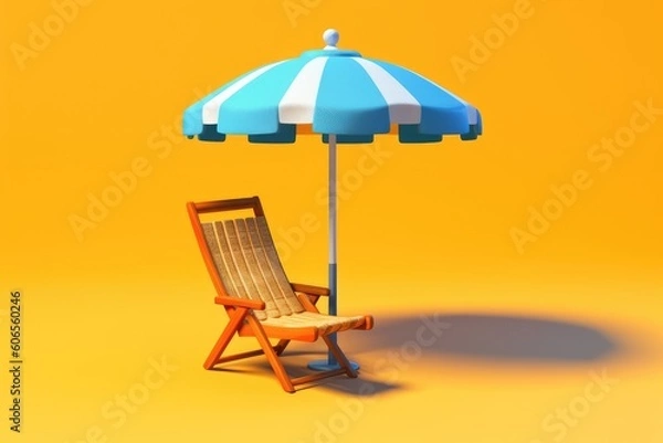 Fototapeta Illustration of a beach umbrella icon - summer concept - Created with generative ai