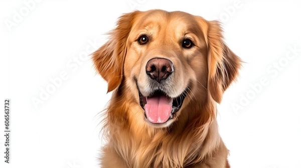 Fototapeta happy golden retriever dog in the foreground create with ia