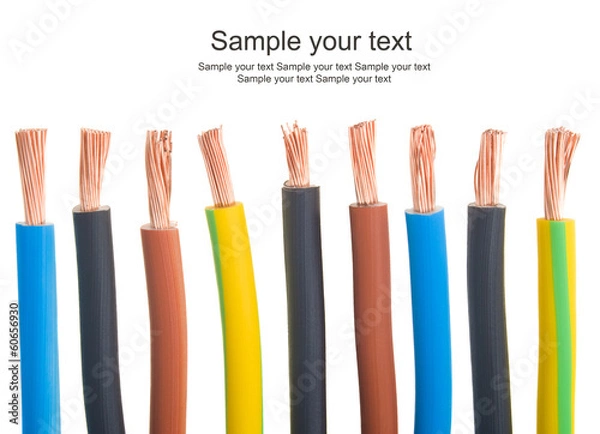 Obraz closeup of a three-phase electric cable