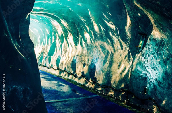 Obraz Light show in the ice cave of the famous Mont Blanc sea of ice