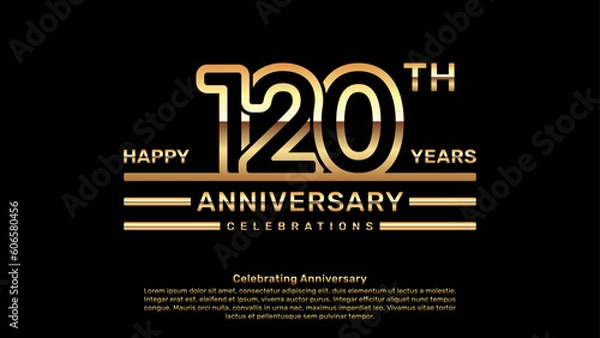Fototapeta 120 year anniversary logo design with double line concept, logo vector template