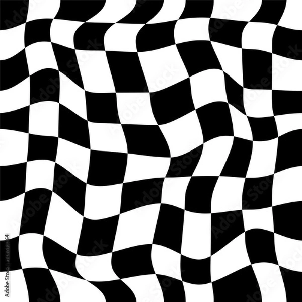 Fototapeta Vintage checkered, trippy grid seamless pattern. 60s 70s seventies style, Groovy background, wallpaper. Hippie aesthetic. For wallpaper, web, wrapping paper, clothing, bedding, fabric, print etc.