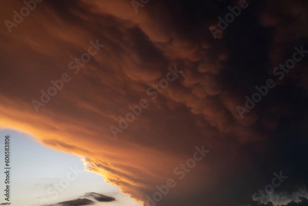 Fototapeta Amazing sky at sunset. Beautiful view of the sky and dramatic clouds with a twilight light.