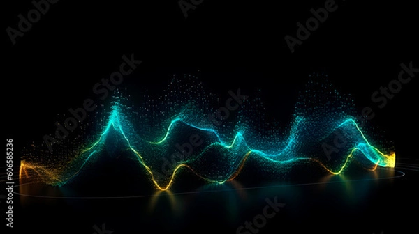 Fototapeta neon dots and links representing developed in graphs on a black background, generative ai