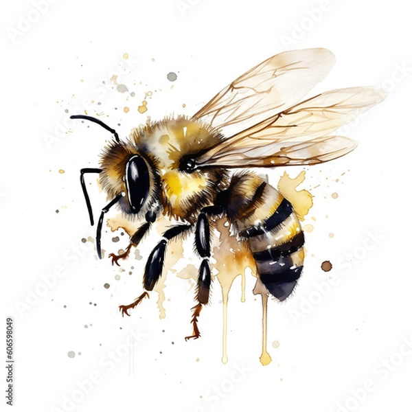 Fototapeta Bee watercolor (Generative AI)