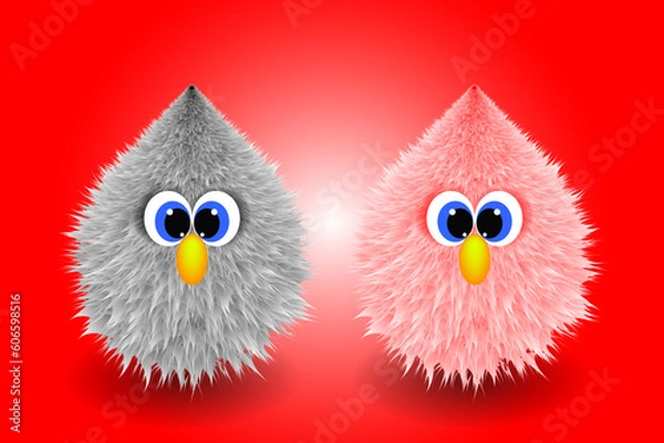 Obraz Two owls on a blue background