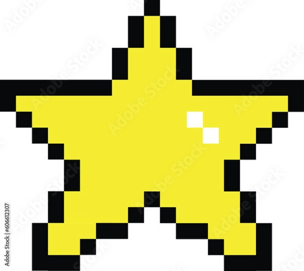 Fototapeta yellow star pixel icon. star 8 bits pixelated style sign. pixel art star yellow symbol. flat style.