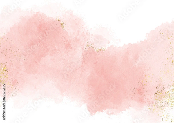 Obraz Modern abstract luxury wedding invitation designs or card templates for greetings or invitations on valentines Day background  with Pastel pink watercolor paint brush glitter gold for wedding elements