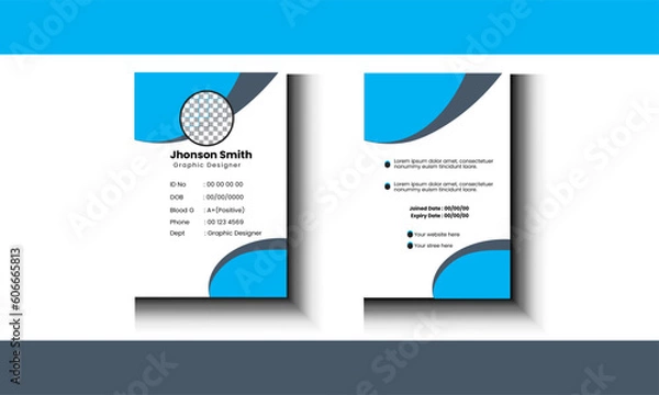 Fototapeta Abstract Geometric Blue Id Card Design, Professional Identity Card Template Vector for Employee and Others