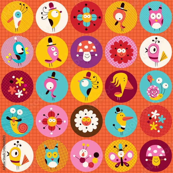 Fototapeta cute characters nature pattern