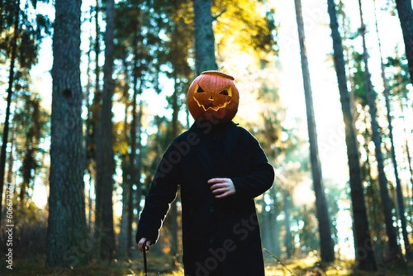 Obraz person with pumpkin