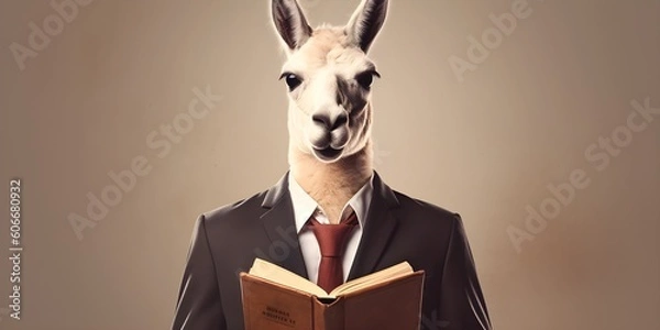 Fototapeta "Stylish Sophistication: The Suited Llama" | Background Design | Generative AI Artwork