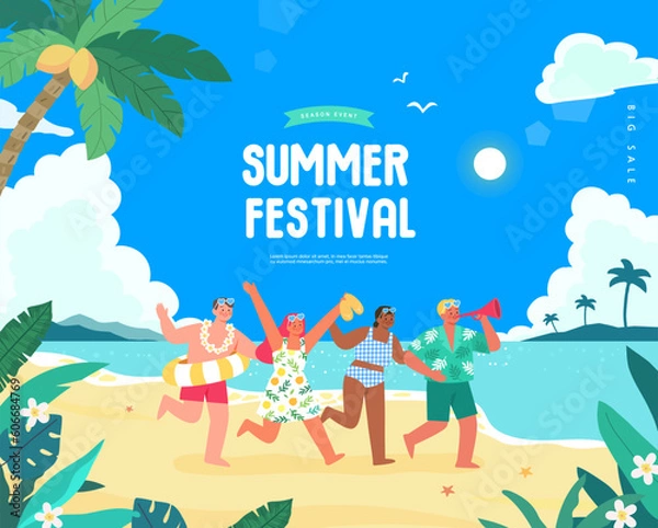 Obraz summer holidays vacation Web Banner illustration
