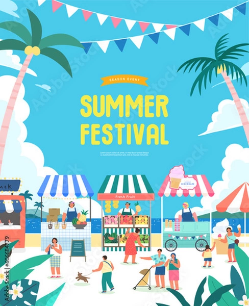 Obraz summer holidays vacation Web Banner illustration
