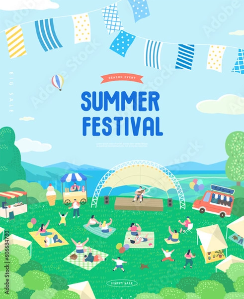 Obraz summer holidays vacation Web Banner illustration
