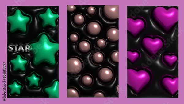 Obraz 3 designs wallpaper in 3D style 