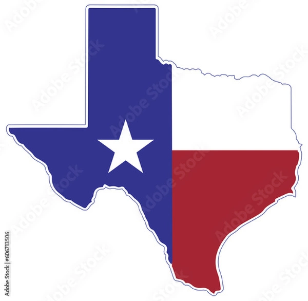 Obraz Silhouette of a texas state, map with a texan flag inside