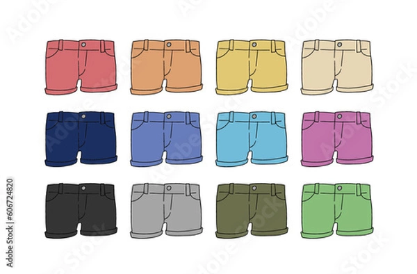 Fototapeta デニムのショートパンツのイラストセット