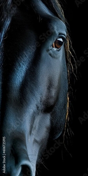 Fototapeta Portrait of a Black Horse - AI Generative