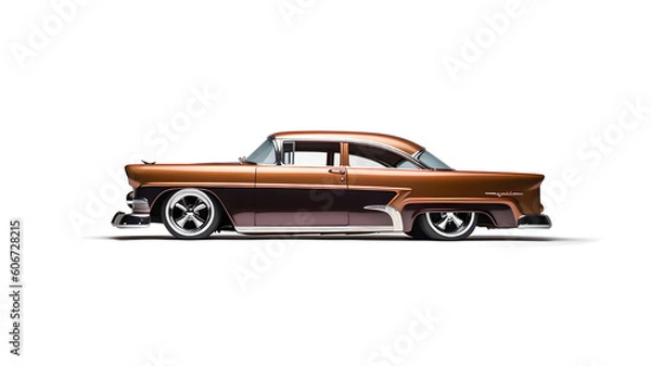 Fototapeta vintage lowrider  car isolated on white - generative AI