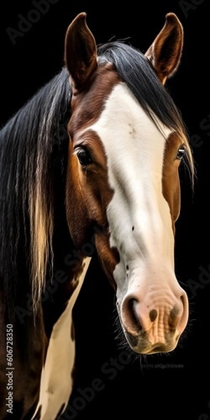 Fototapeta Portrait of a Pinto breed horse - AI Generative