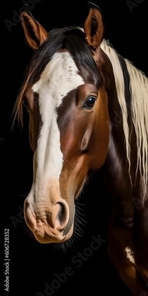 Fototapeta Portrait of a Pinto breed horse - AI Generative
