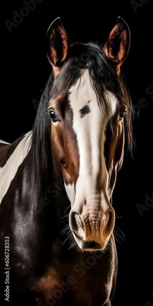 Fototapeta Portrait of a Pinto breed horse - AI Generative