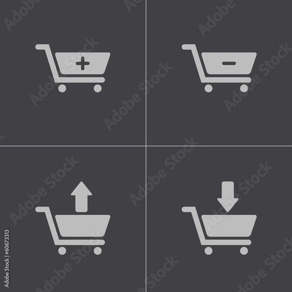 Fototapeta Vector black shopping cart icons set