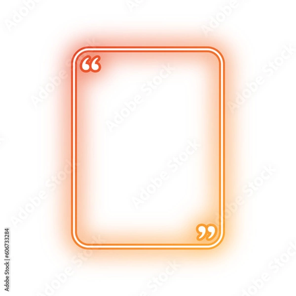 Obraz Neon Orange rounded vertical rectangle quote frame with quotation marks