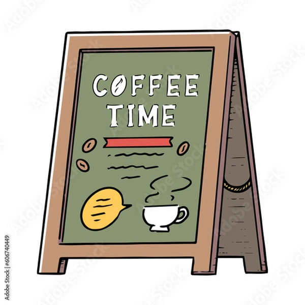 Obraz 手描きのカフェ看板