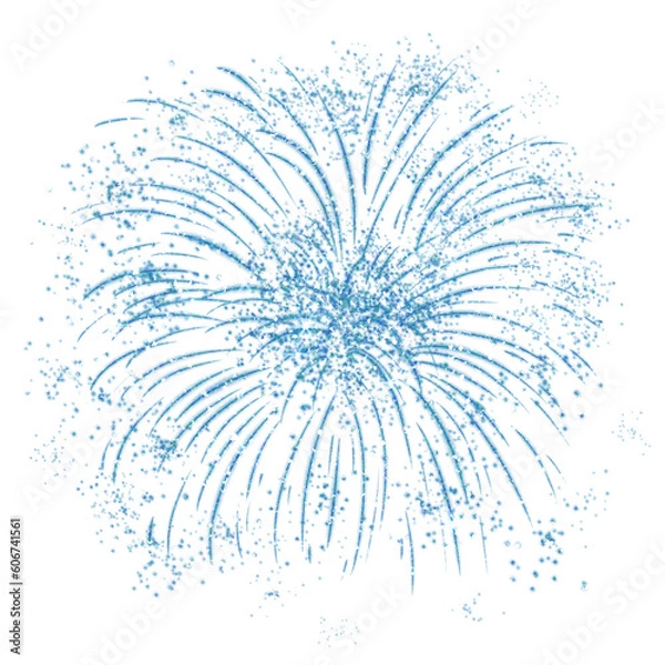 Fototapeta Blue fireworks design on transparent background. Fireworks icon. Design for decorating,background, wallpaper, illustration

