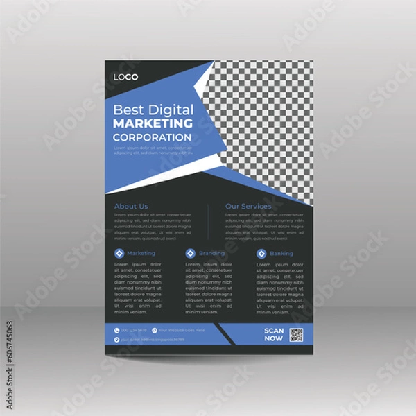Fototapeta Modern creative minimal and simple colorful corporate business flyer design template for you business