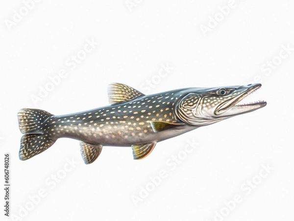 Fototapeta isolated pike  on white background - generative ai