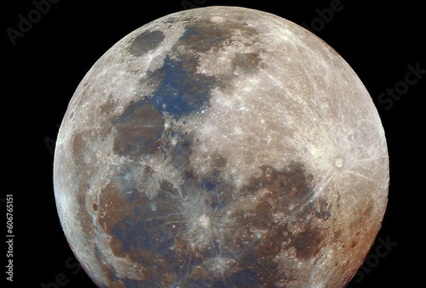 Obraz Mineral Moon with its natural colors, from red to blue, iron and titanium. Taken with my telescope.